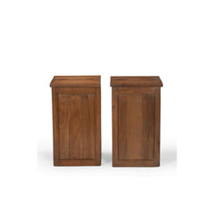 Pair of teak box with a top opening showing the front