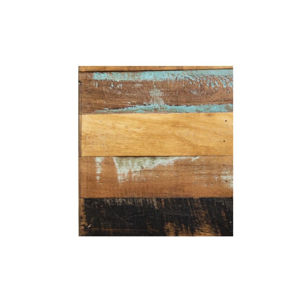 close up view of the reclaimed wood showing the original colours