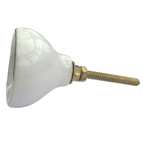 Side of the ceramic knob white in a triangular shape.