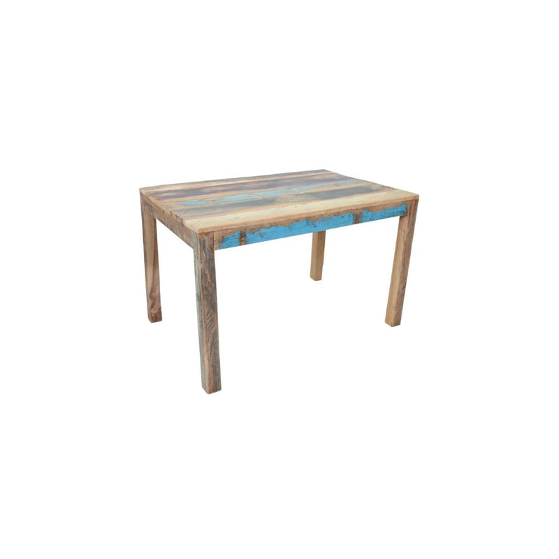 Dining table 120cm made of coloured reclaimed wood with wood legs