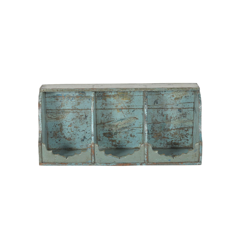 Triple Shrine Shelf Blue front view