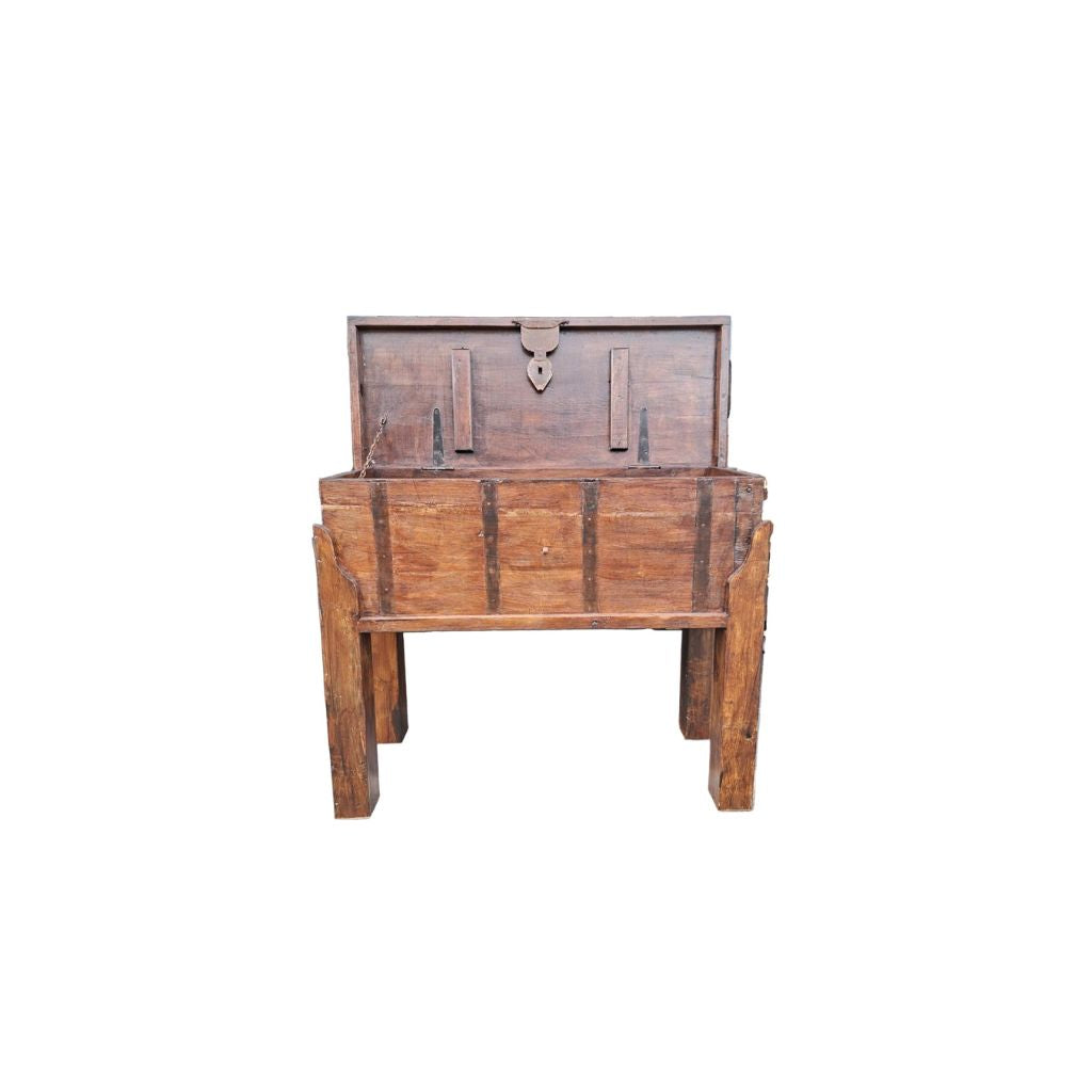 Wooden treasure chest on a white background