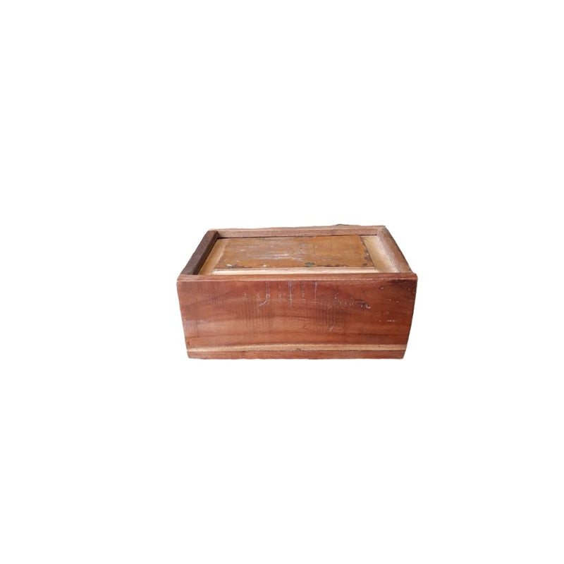 Rectangular reclaimed wood box with sliding top