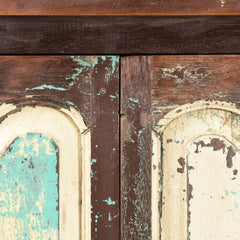 Baile 2 Doors Cabinet Close up Of Cream and Blue Patina 