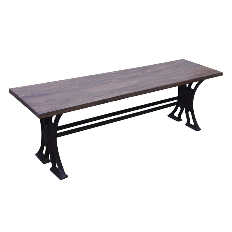Bench Cast Iron & Reclaimed Teak Natural teak wood side view