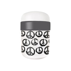 A PLA Lunchpot with black and white Peace symbols