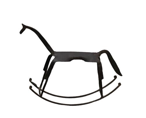 Handmade black metal rocking skinny horse
