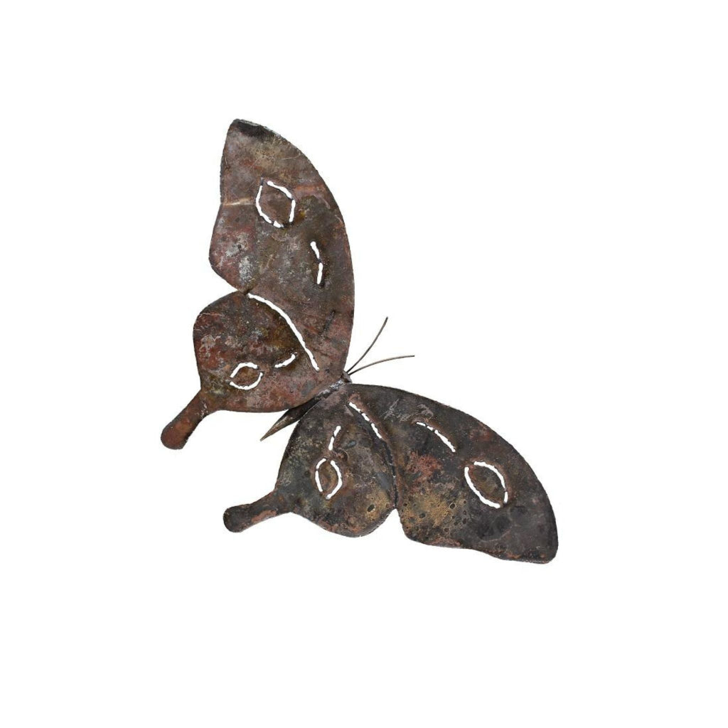 Butterfly Recycled Metal Panga Kelv front top view of unusual garden ornament