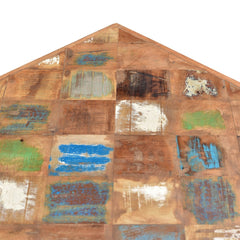Cubism Dining Table Close up of Mixed Wood Patina