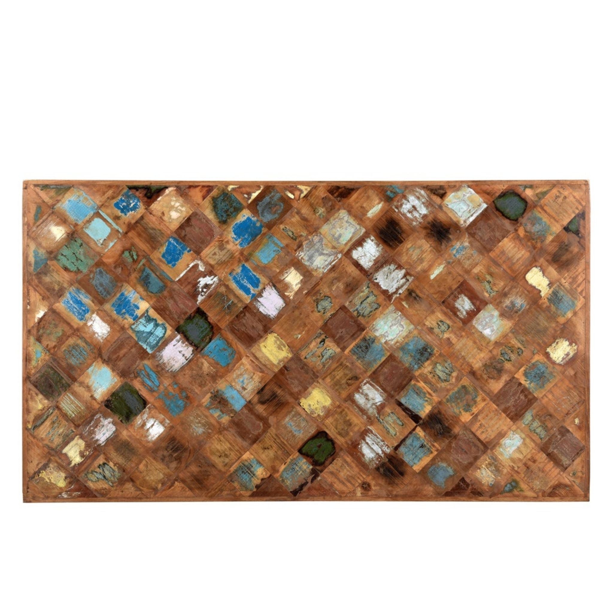 Cubism Dining Table Top View of Mixed Wood Patina