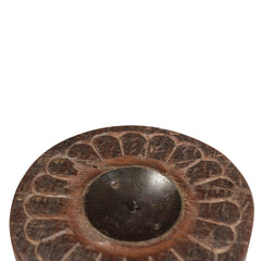 Mukam Wood Candle Holder close up of top of candle