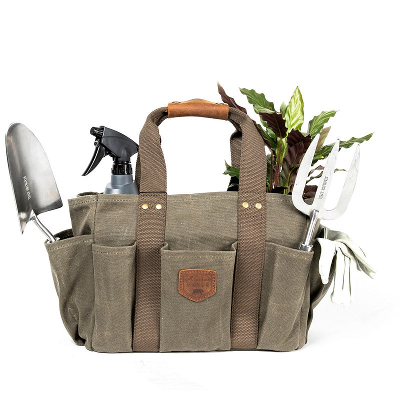 Waxed Canvas Kaki Green Garden Tool Bag