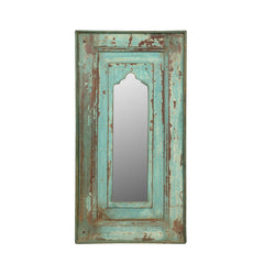Rustic Green Patina Persian Mirror