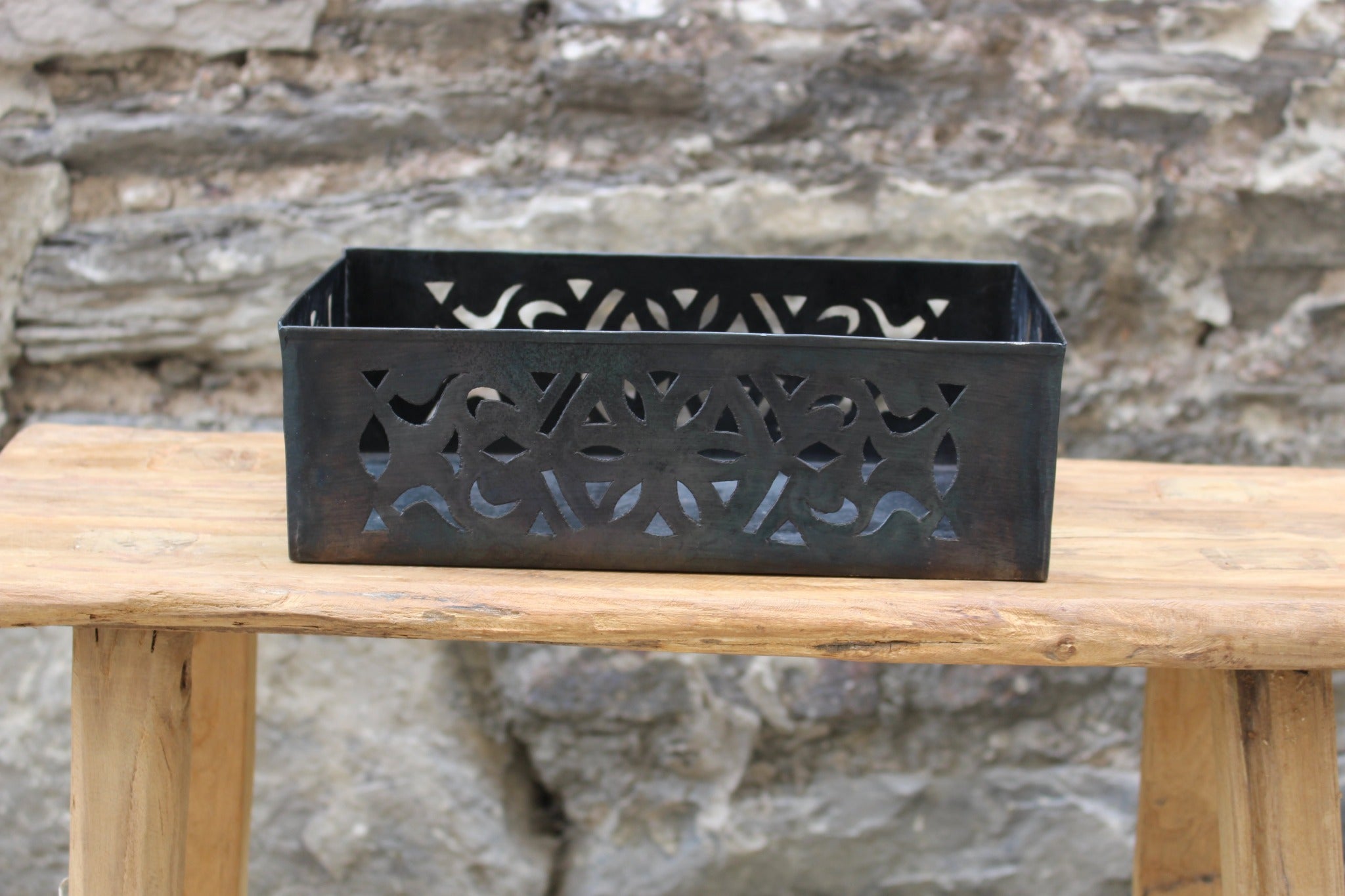 Rectangular Black Metal Planter