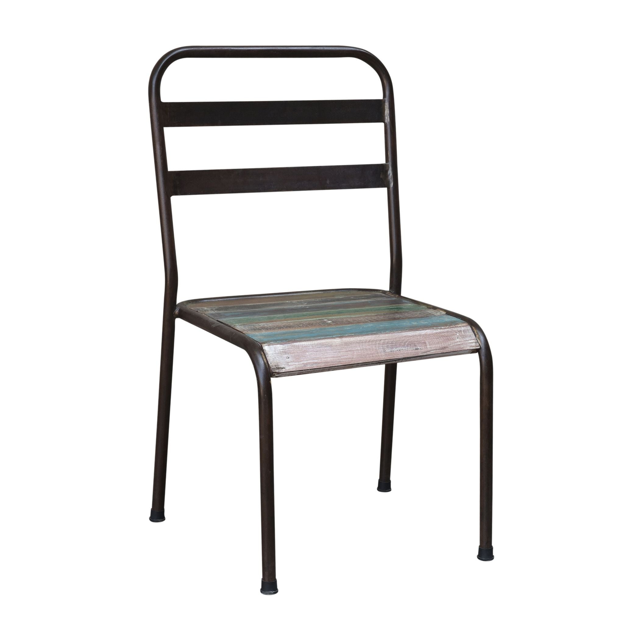 Multi-Tonal Wooden Dining Chair school chair style side view
