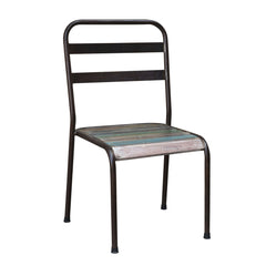 Multi-Tonal Wooden Dining Chair school chair style side view