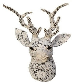 Reindeer Head Handcrafted Covered in Lace Front View