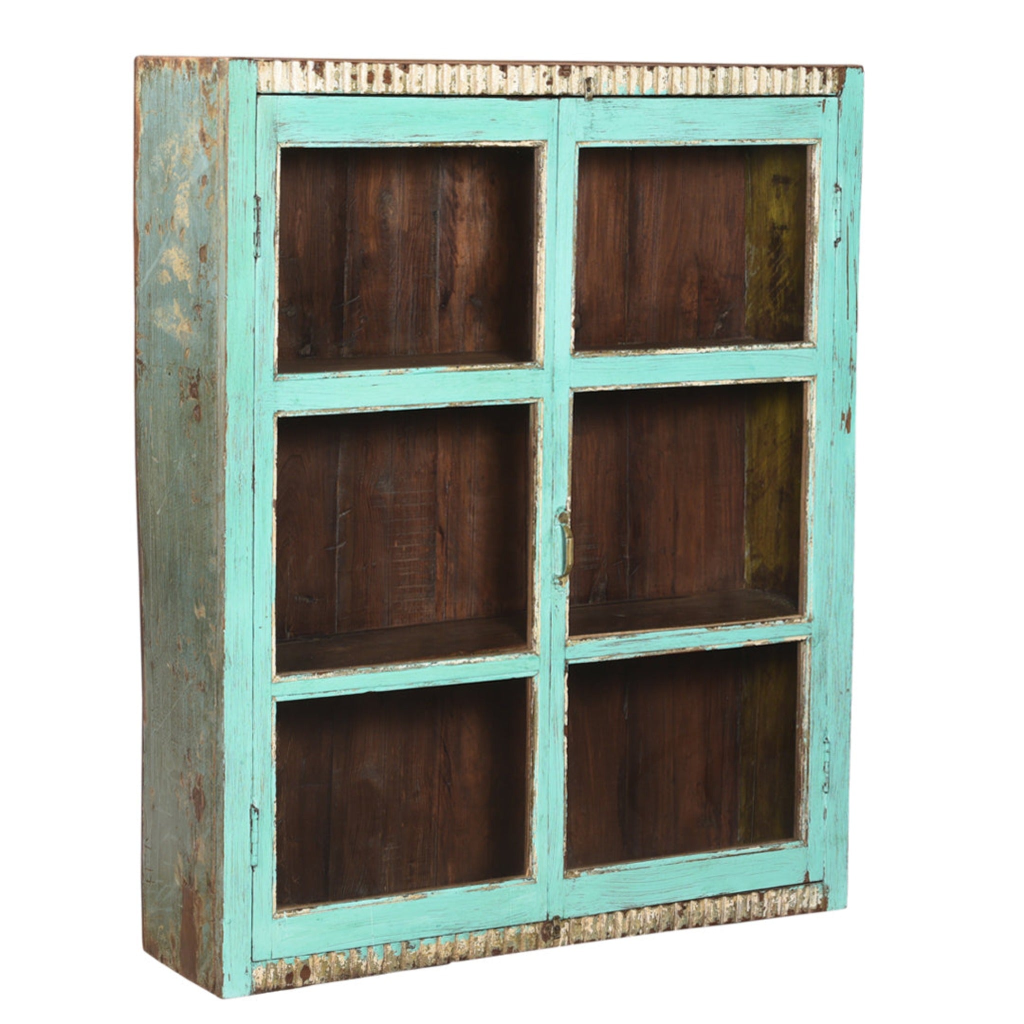 Sky Blue Wall Glass Cabinet Side view