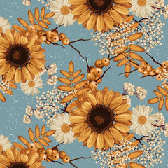 Bamboo Napkin with Sunflowers on light blue background