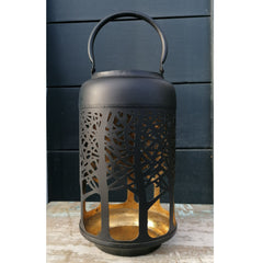 Tree Pattern Lantern Black and Gold
