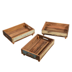 Original Vegetable Crate with Cream, White and Natural Patina Separate Crate Front View