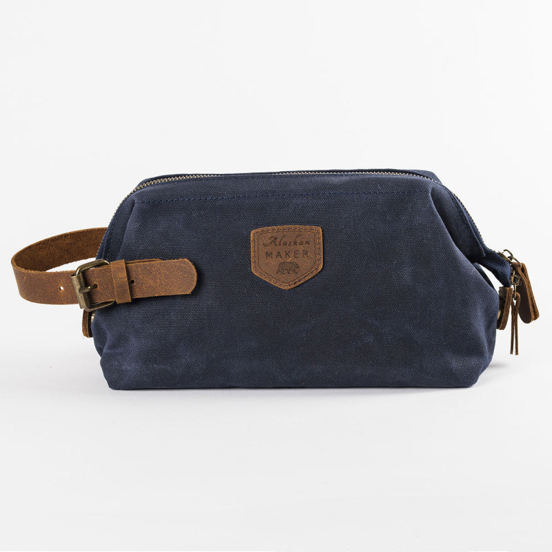 Wash Bag Waxed Canvas Navy Baroudeur K2