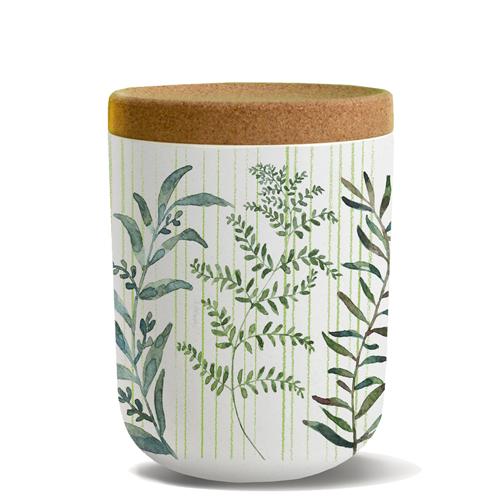 Storage Container with Green Leaves