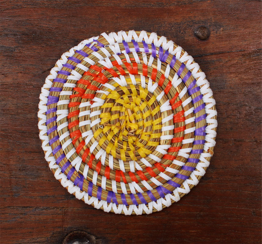 handcrafted set of 12 coaster in basket multicolor coaster