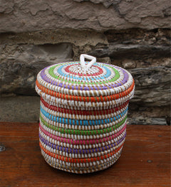 handcrafted set of 12 coaster in basket multicolor basket