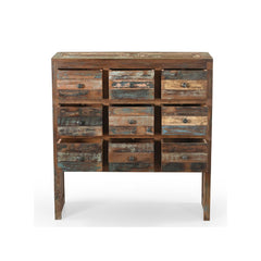 9 open drawers dresser on a white background 