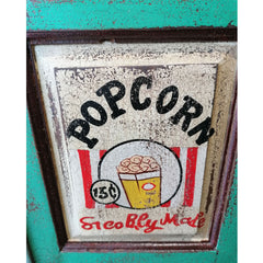 Vintage Advert Handpainted Cabinet with close up of hand painted popcorn advert