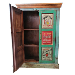 Vintage Advert Handpainted Cabinet with one open door 