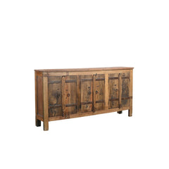 Rustic Wooden sideboard with 3 double doors made of reclaimed wood.