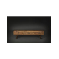3 drawers low narrow console reclaimed wood