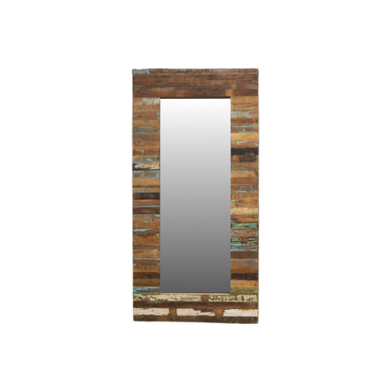 Medium size mirror made of coloured reclaimed wood