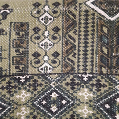 close up pattern of the rug showing the different green shades 