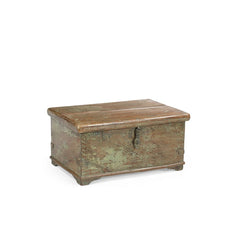 Beautiful Vintage small trunk with a natural & green patina with a cast iron latch showing the side.