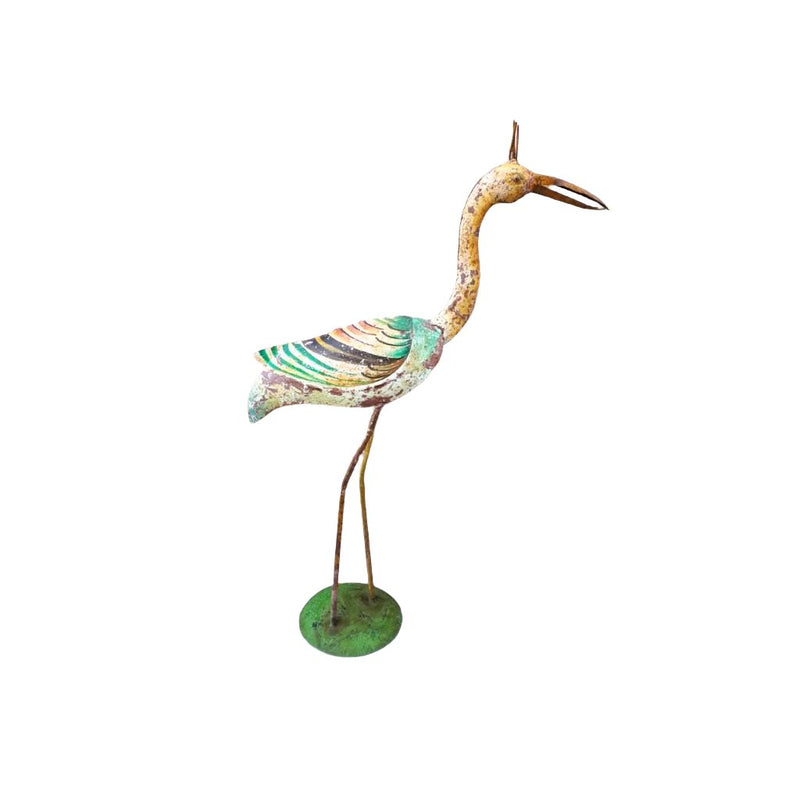 handpainted metal long legs & long beak exotic bird multi colour