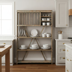 Shelving unit in a transitional style kitchen