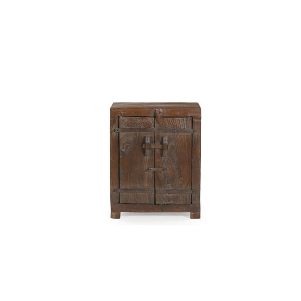 Wooden cabinet with a rustic design on a white background