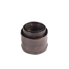 Vintage Metal pots set of 3 staked on a white background