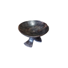 antique fruit bowl on tripod black wood view from top