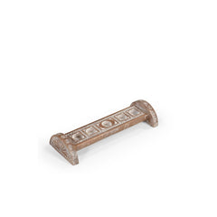 Handcarved natural wood 5 tealights holder with a white wash, long narrow with 2 half circles on each ends.