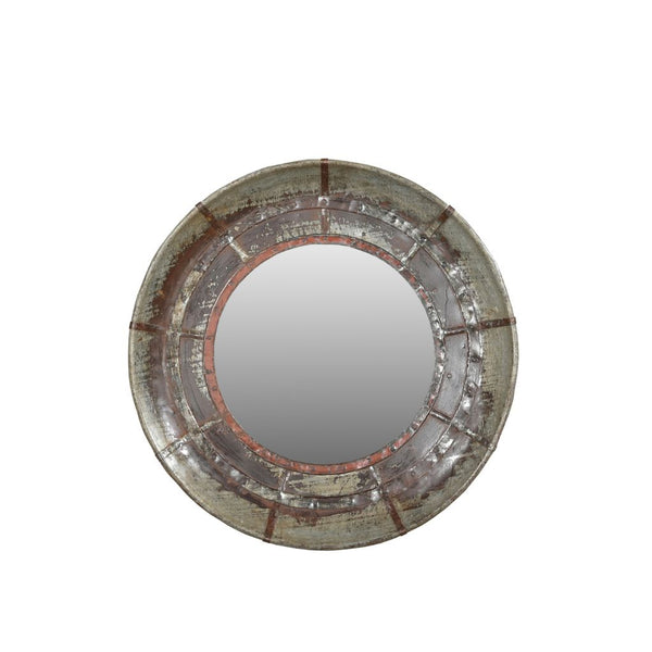 Round metal mirror  on a white background