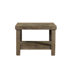 Wood side table/console green with one shelf at the bottom front view