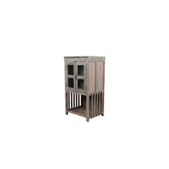 Wooden cabinet with glass doors on a white background