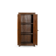 Vintage Natural wood cabinet showing 2 inner shelves doors open view