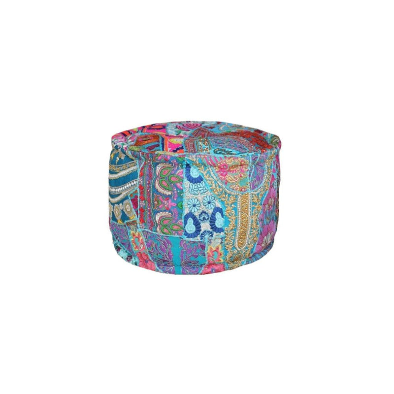 Recycled Patchwork Ottoman Pouf