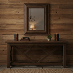 multicoloured wood round candle holder in a rustic interior