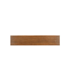 Long natural wood bench top view